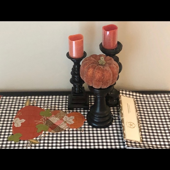 Black and White Check Pumpkin Table Runner - Picture 8 of 10